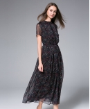 Black Printed Chiffon Maxi Dress